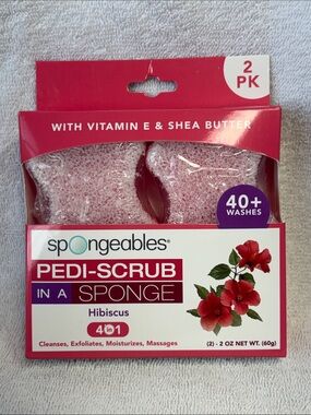 🌻5 for $30🌻 Spongeables Hibiscus Pedi-Scrub in a Sponge 2 pack